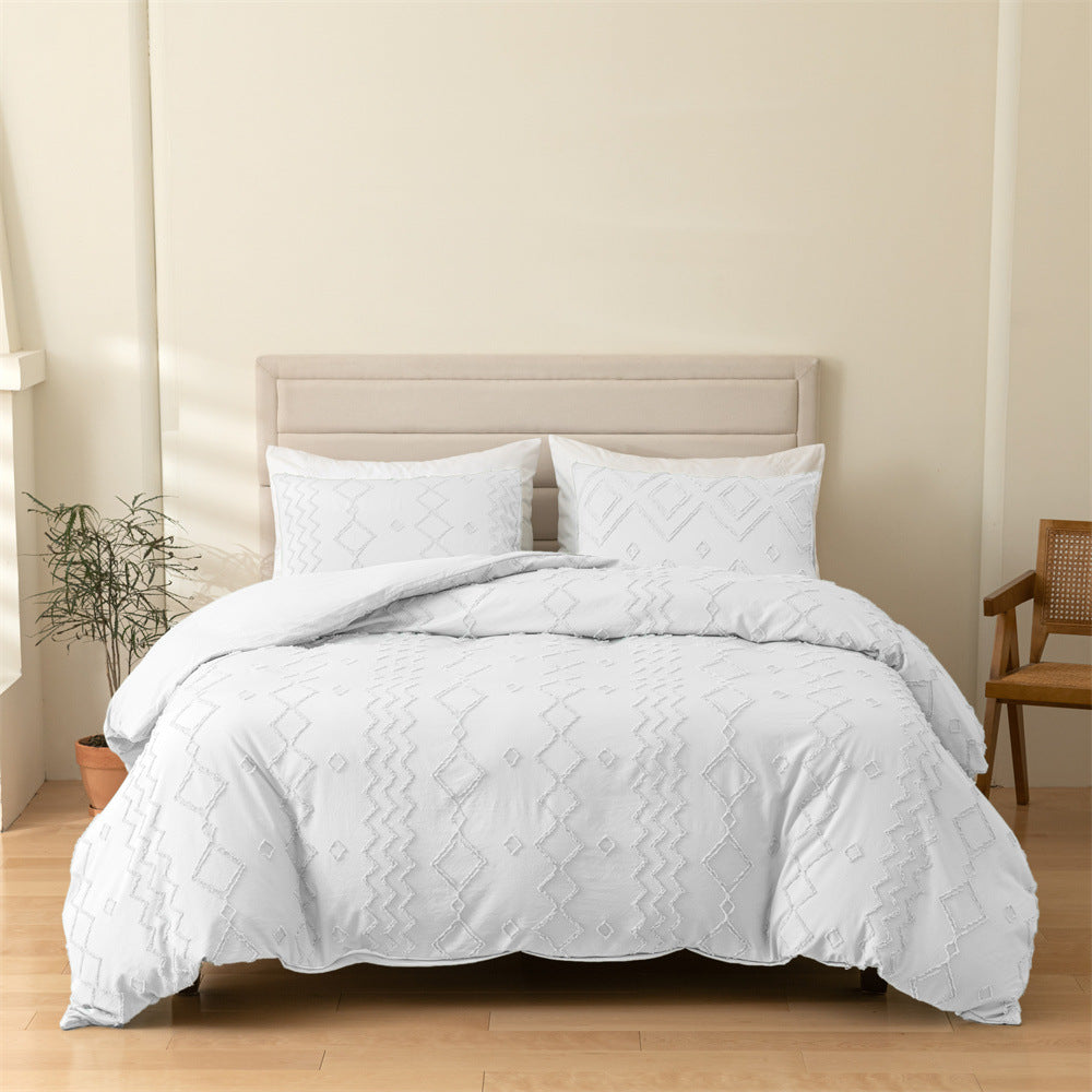 3-Piece Geometric Cut Flower Duvet Cover and Pillowcase Set - Calm Cloud Bedding